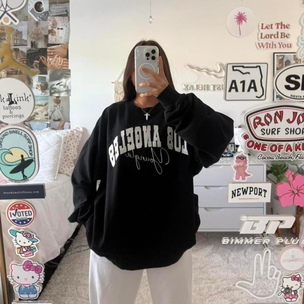 Black YoungLa Her Varsity Crewneck Sweatshirt‎